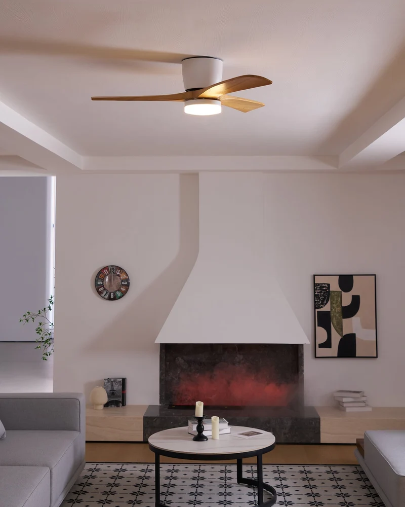 Plafondventilator met verlichting Scandinavisch houtdesign 106/122/132 cm dimbaar met afstandsbediening plafondventilator met LED-lamp houten bladen woonkamer slaapkamer eetkamer | Sansoti