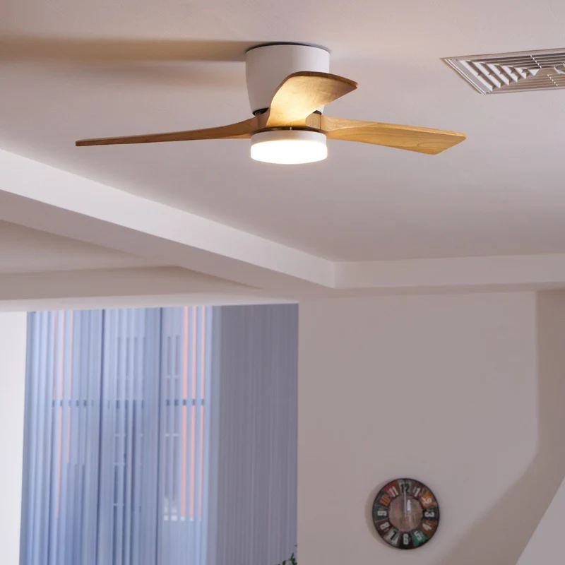 Plafondventilator met verlichting Scandinavisch houtdesign 106/122/132 cm dimbaar met afstandsbediening plafondventilator met LED-lamp houten bladen woonkamer slaapkamer eetkamer | Sansoti
