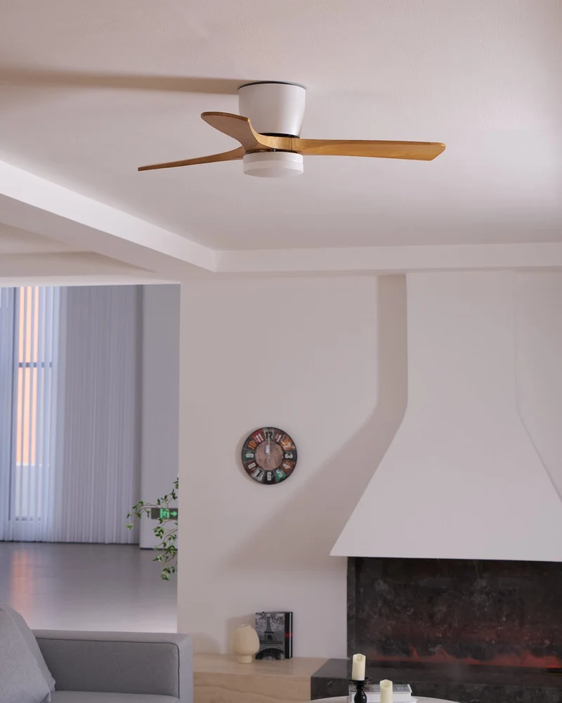 Plafondventilator met verlichting Scandinavisch houtdesign 106/122/132 cm dimbaar met afstandsbediening plafondventilator met LED-lamp houten bladen woonkamer slaapkamer eetkamer | Sansoti
