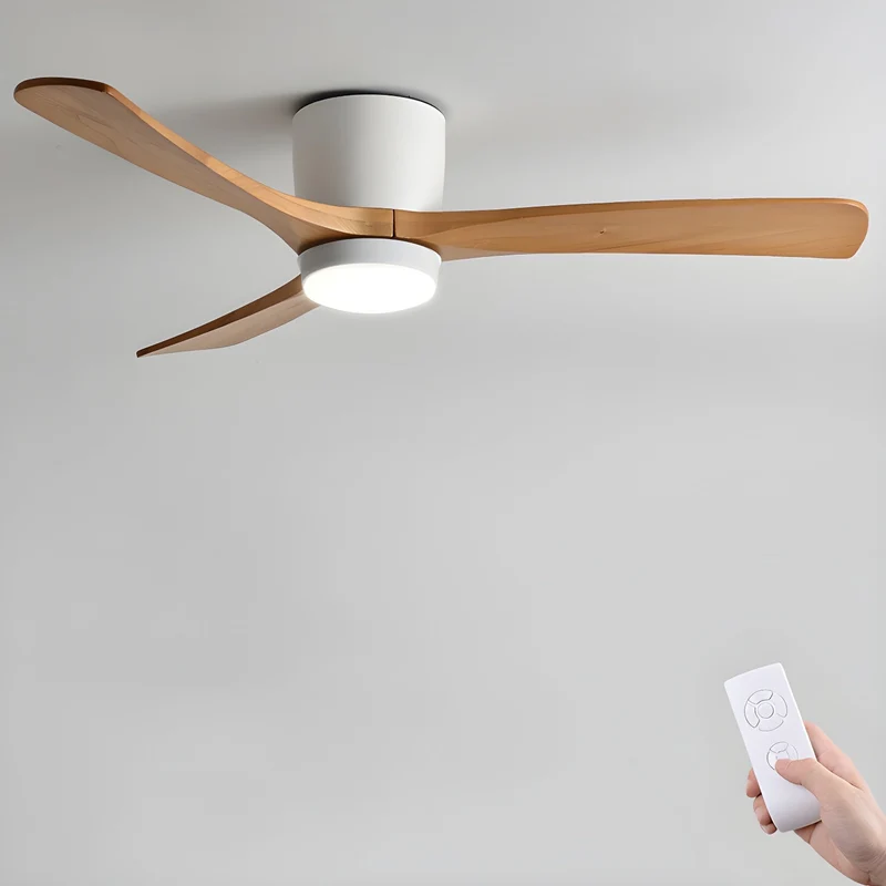 Plafondventilator met verlichting Scandinavisch houtdesign 106/122/132 cm dimbaar met afstandsbediening plafondventilator met LED-lamp houten bladen woonkamer slaapkamer eetkamer | Sansoti