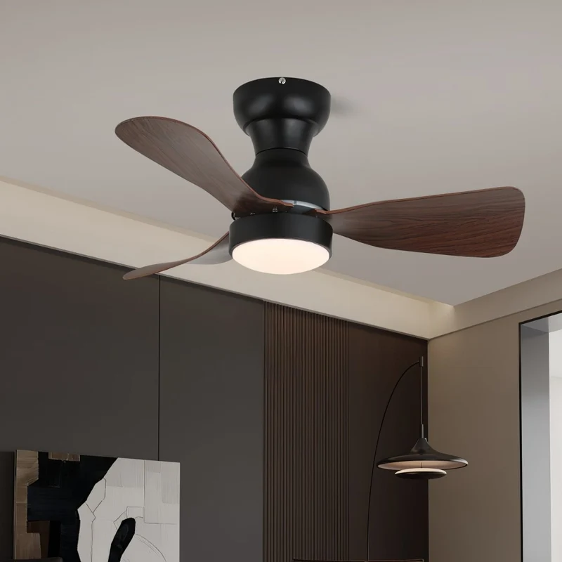 Moderne Plafondventilator met Verlichting Houtlook Diameter 70cm Stil Design met Afstandsbediening 6 Snelheden | Sansoti