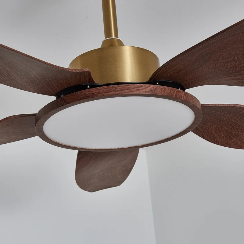 Plafondventilator met Verlichting Notenhout Messing Modern Design 3-Snelheden Afstandsbediening LED Geïntegreerd 35W Dimbaar Eiken Staal Luxe Scandinavisch Binnengebruik Woonkamer Slaapkamer Ventilator met Lampkap Ventilatie Koeling | Sansoti