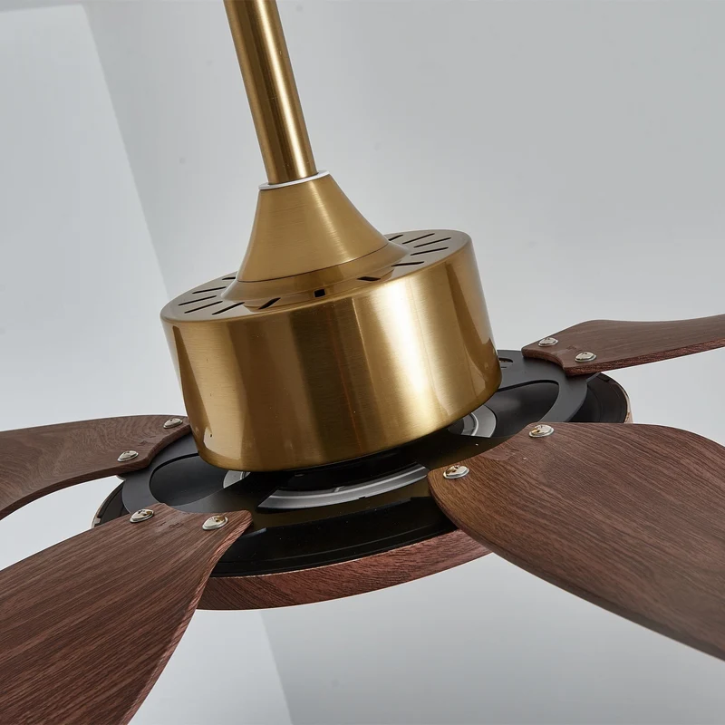 Plafondventilator met Verlichting Notenhout Messing Modern Design 3-Snelheden Afstandsbediening LED Geïntegreerd 35W Dimbaar Eiken Staal Luxe Scandinavisch Binnengebruik Woonkamer Slaapkamer Ventilator met Lampkap Ventilatie Koeling | Sansoti