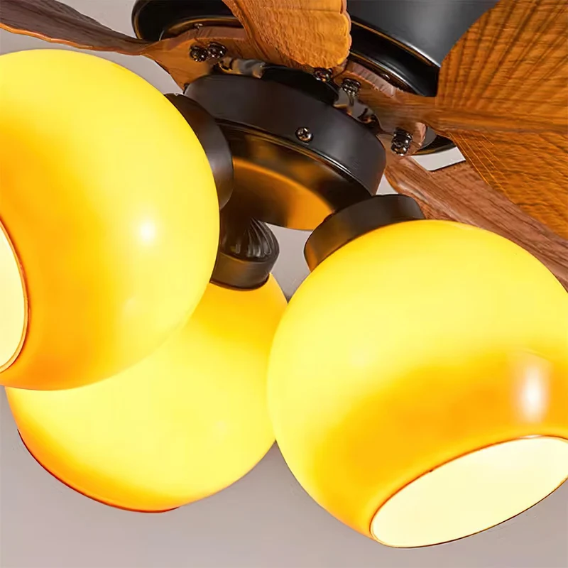 Tropische Plafondventilator met Geïntegreerde Glazen Verlichting – Stilte Motorfunctie & 6 Snelheden | Sansoti