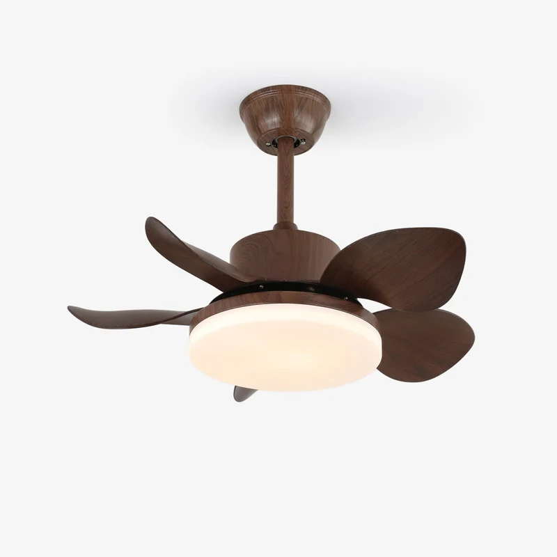 Plafondventilator Alenya met Houtlook en Geïntegreerde Verlichting Ø55cm 48W Grijsbruine Bladeren voor Alle Seizoenen | Sansoti