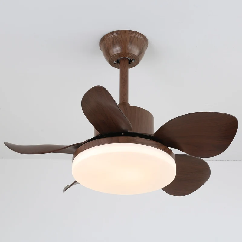Plafondventilator Alenya met Houtlook en Geïntegreerde Verlichting Ø55cm 48W Grijsbruine Bladeren voor Alle Seizoenen | Sansoti