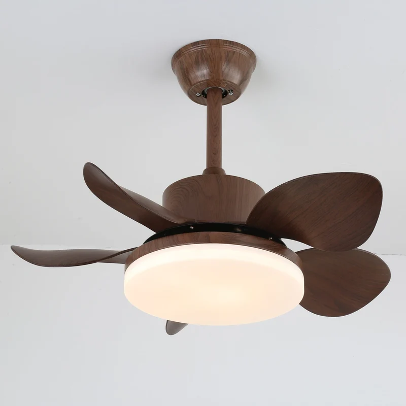 Plafondventilator Alenya met Houtlook en Geïntegreerde Verlichting Ø55cm 48W Grijsbruine Bladeren voor Alle Seizoenen | Sansoti