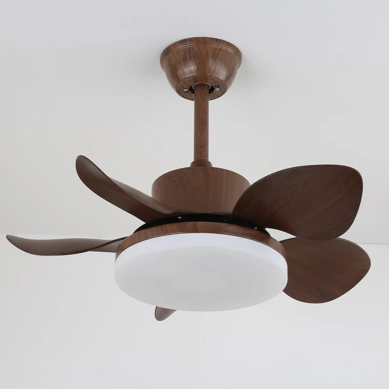 Plafondventilator Alenya met Houtlook en Geïntegreerde Verlichting Ø55cm 48W Grijsbruine Bladeren voor Alle Seizoenen | Sansoti