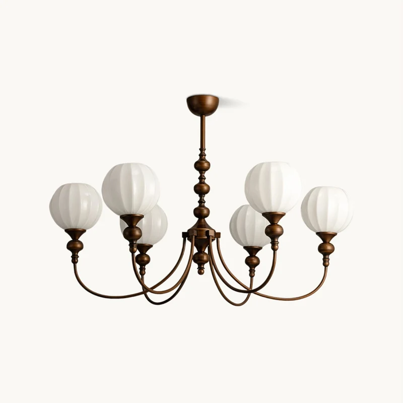Mirena Kroonluchter – Antiek Brons met Geribbeld Glas – Vintage Modern voor Eetkamer Woonkamer Entree | Sansoti