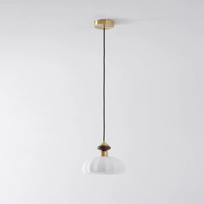 Glazen Hanglamp Bailey met Walnoten Houten Top | Retro Vintage Verlichting Koper Messing | Keukeneiland Eettafel Ontbijthoek | Eetkamer Hanglampen Glas | Skandinavisch Interieur | Sansoti