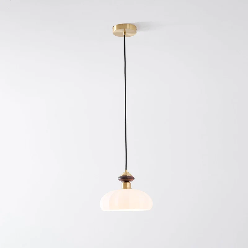 Glazen Hanglamp Bailey met Walnoten Houten Top | Retro Vintage Verlichting Koper Messing | Keukeneiland Eettafel Ontbijthoek | Eetkamer Hanglampen Glas | Skandinavisch Interieur | Sansoti