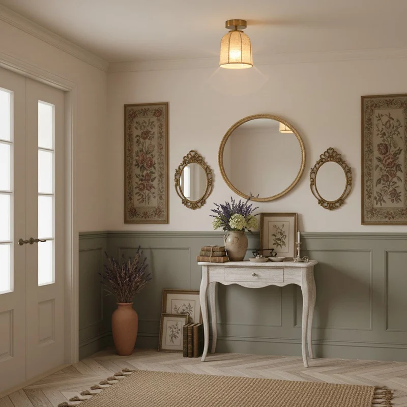 Linnen plafondlamp met gouden ijzeren frame rustiek design warm sfeerlicht voor slaapkamer woonkamer hal entree landelijk | Sansoti