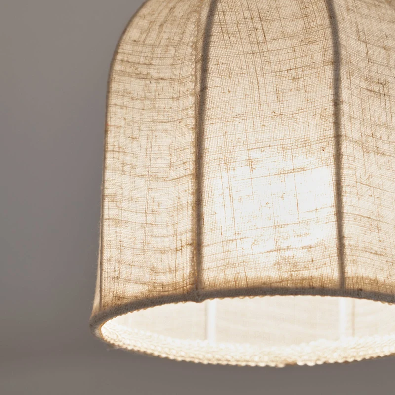 Linnen plafondlamp met gouden ijzeren frame rustiek design warm sfeerlicht voor slaapkamer woonkamer hal entree landelijk | Sansoti