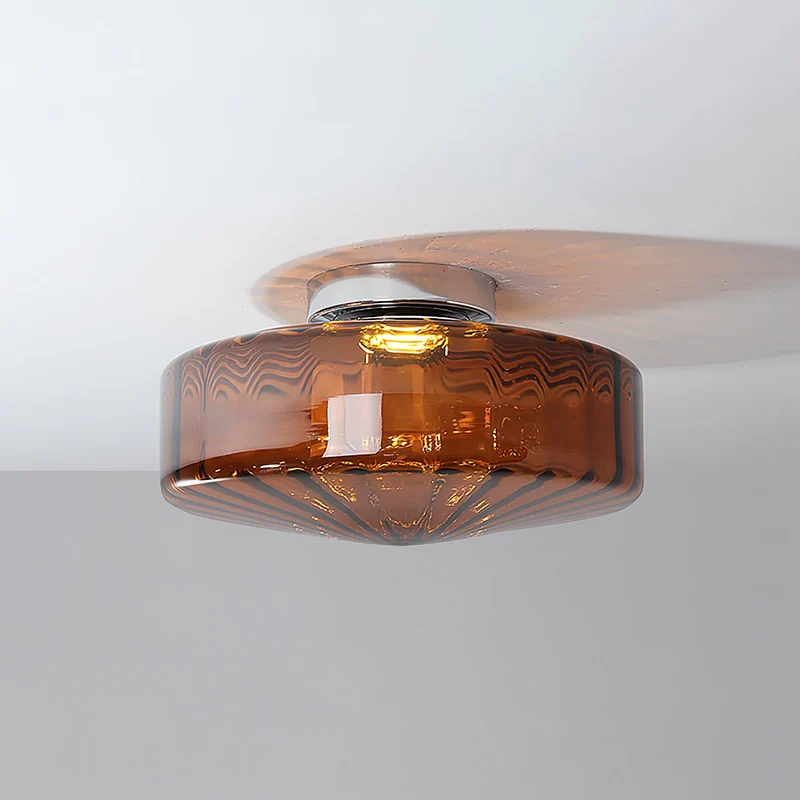 Plafondlamp Geribbeld Glas Chroom Vintage Modern Compacte Verlichting Hal | Sansoti