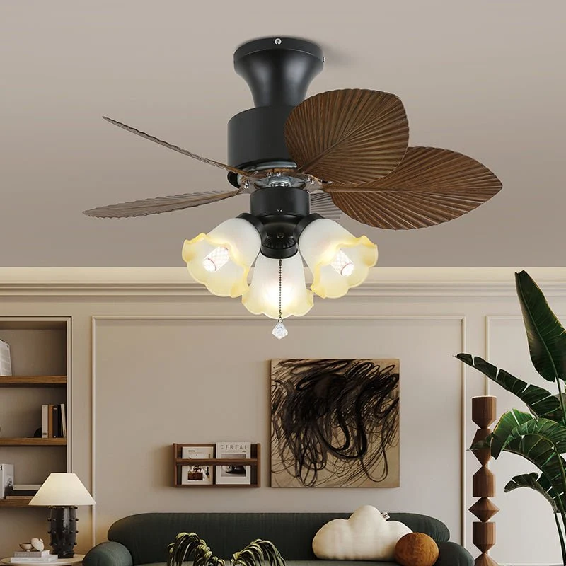 Tropische Plafondventilator met Glazen Verlichting – Ø 81cm – 6 Snelheden & Afstandsbediening | Sansoti