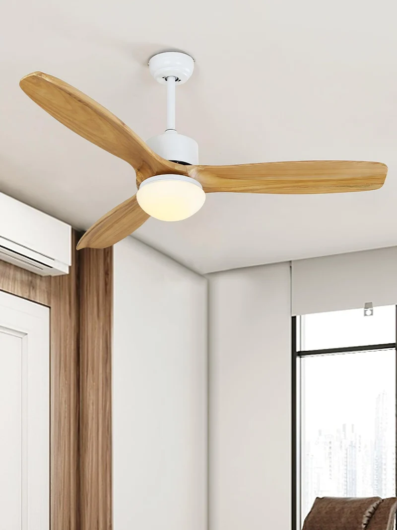 Scandinavische Plafondventilator met Verlichting Elegance Naturel – Vierkanten Houten Bladen met LED-Lamp & Afstandsbediening | Sansoti