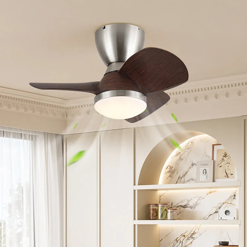 Plafondventilator met Verlichting Elora in Messing en Hout — Minimalistische Ventilator met LED Afstandsbediening | Sansoti