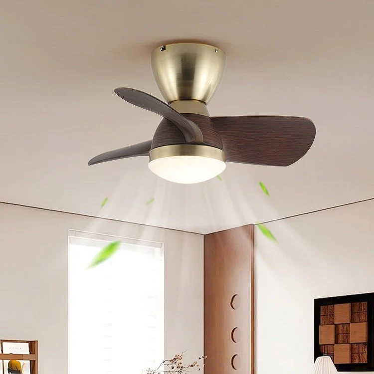 Plafondventilator met Verlichting Elora in Messing en Hout — Minimalistische Ventilator met LED Afstandsbediening | Sansoti