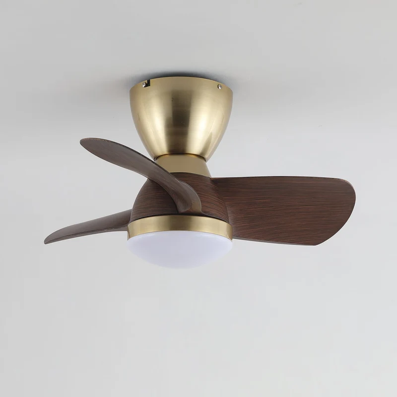 Plafondventilator met Verlichting Elora in Messing en Hout — Minimalistische Ventilator met LED Afstandsbediening | Sansoti