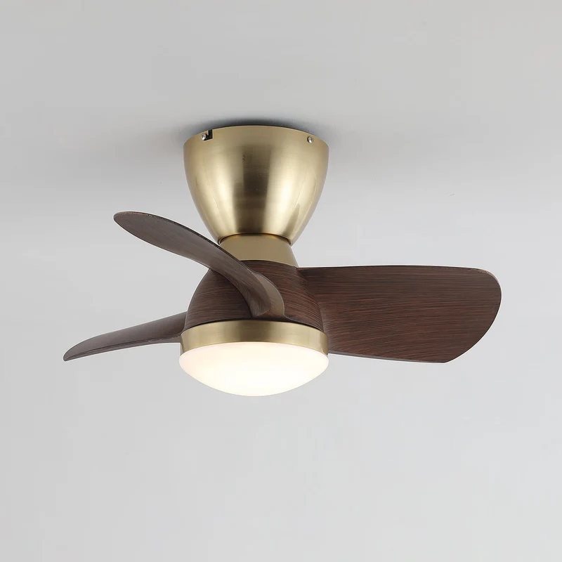 Plafondventilator met Verlichting Elora in Messing en Hout — Minimalistische Ventilator met LED Afstandsbediening | Sansoti