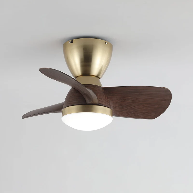Plafondventilator met Verlichting Elora in Messing en Hout — Minimalistische Ventilator met LED Afstandsbediening | Sansoti