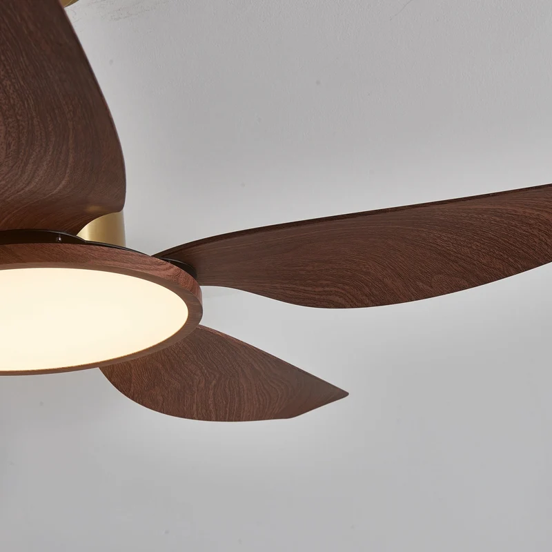 Moderne Plafondventilator met Verlichting Walnoot & Messing – Ø106cm/Ø122cm | Sansoti