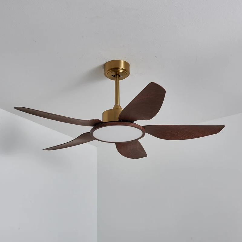 Moderne Plafondventilator met Verlichting Walnoot & Messing – Ø106cm/Ø122cm | Sansoti