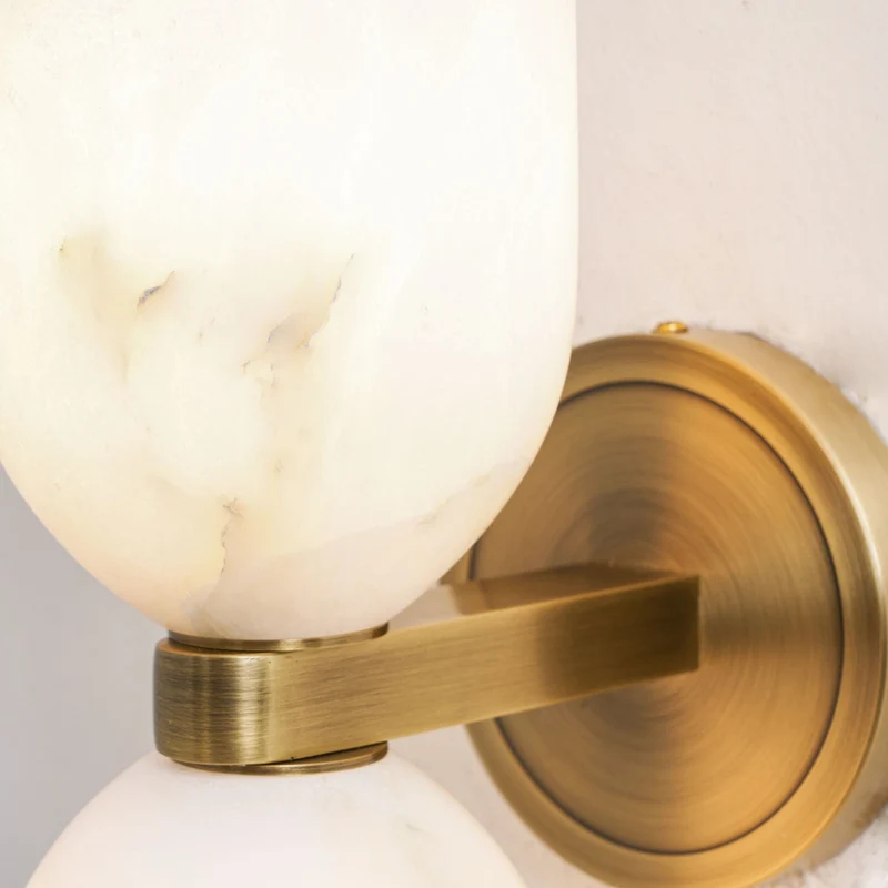 Alabasten Wandlamp met Messing — Dubbele Lichtschijven en Centrale Metalen Ster | Sansoti