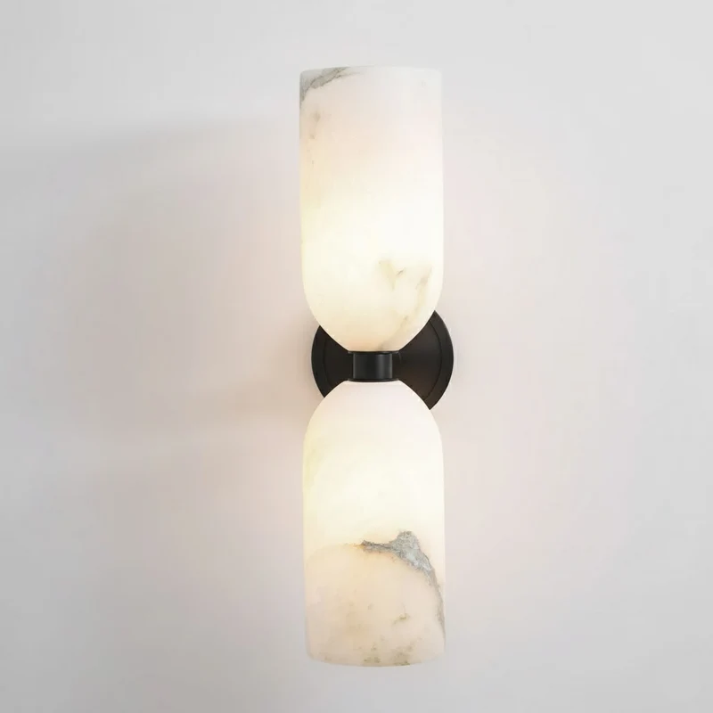 Alabasten Wandlamp met Messing — Dubbele Lichtschijven en Centrale Metalen Ster | Sansoti