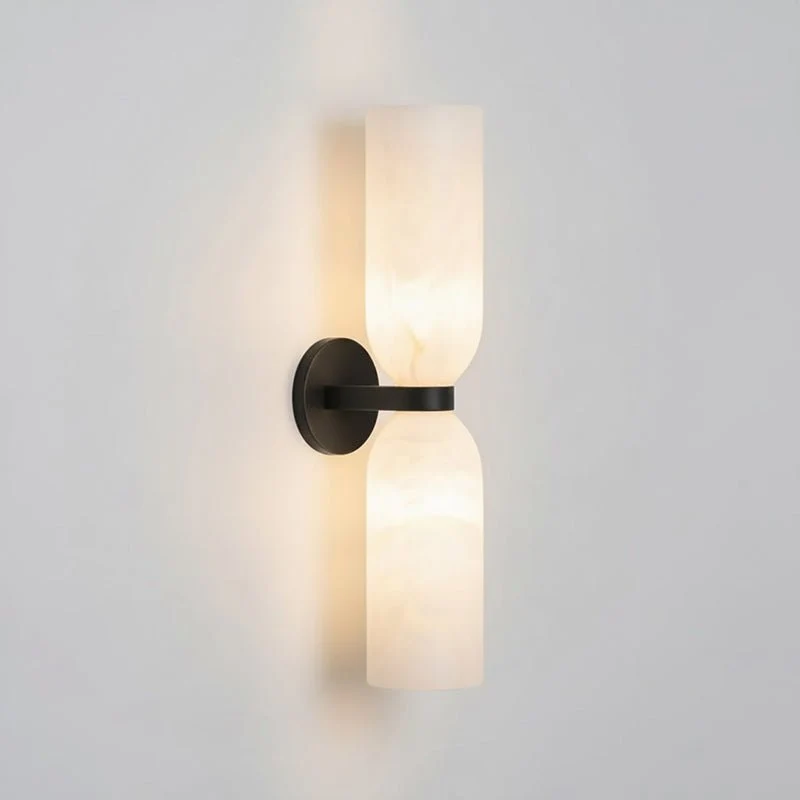 Alabasten Wandlamp met Messing — Dubbele Lichtschijven en Centrale Metalen Ster | Sansoti