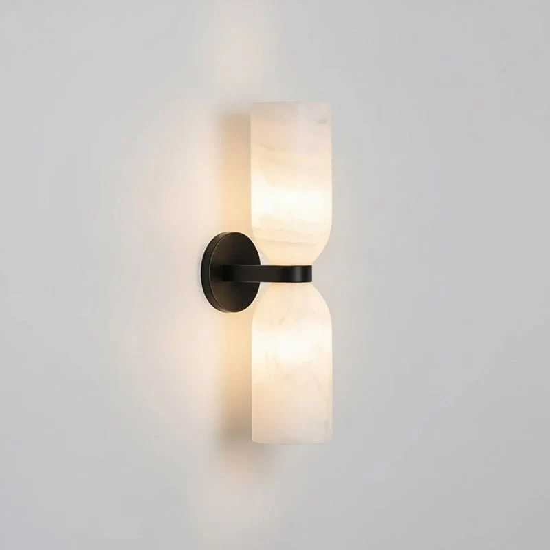 Alabasten Wandlamp met Messing — Dubbele Lichtschijven en Centrale Metalen Ster | Sansoti