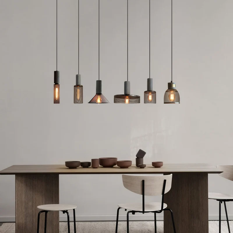 Industriële Hanglamp met Cement & Zwart Mesh — 6 Vormen | Sansoti