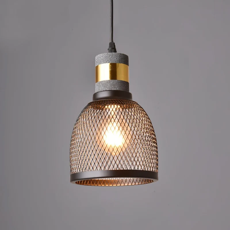 Industriële Hanglamp met Cement & Zwart Mesh — 6 Vormen | Sansoti