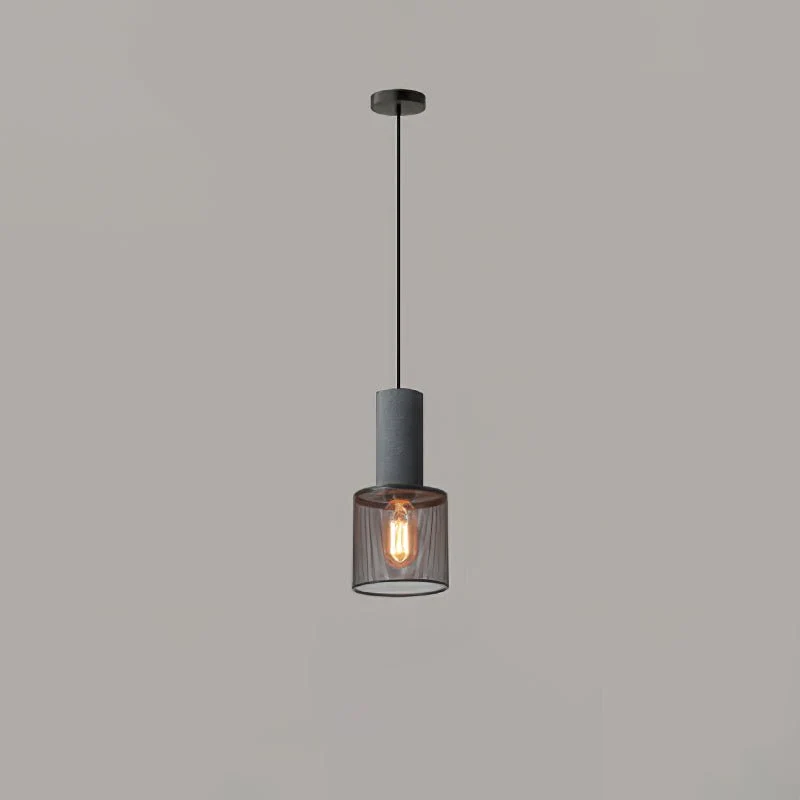 Industriële Hanglamp met Cement & Zwart Mesh — 6 Vormen | Sansoti