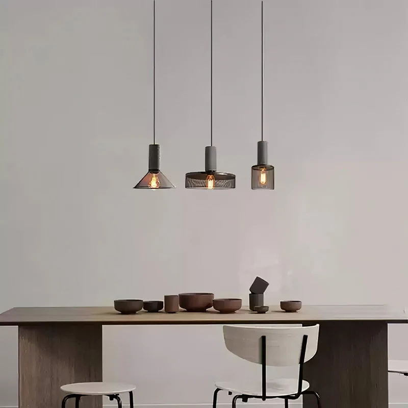 Industriële Hanglamp met Cement & Zwart Mesh — 6 Vormen | Sansoti