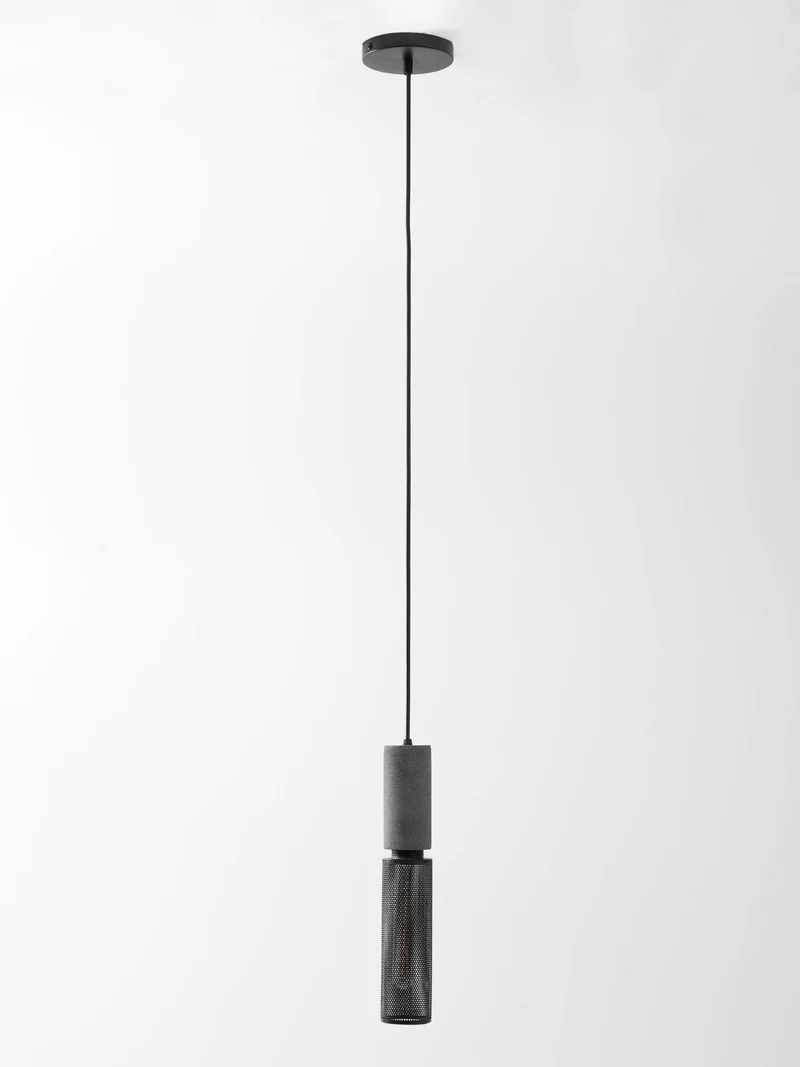 Industriële Hanglamp met Cement & Zwart Mesh — 6 Vormen | Sansoti