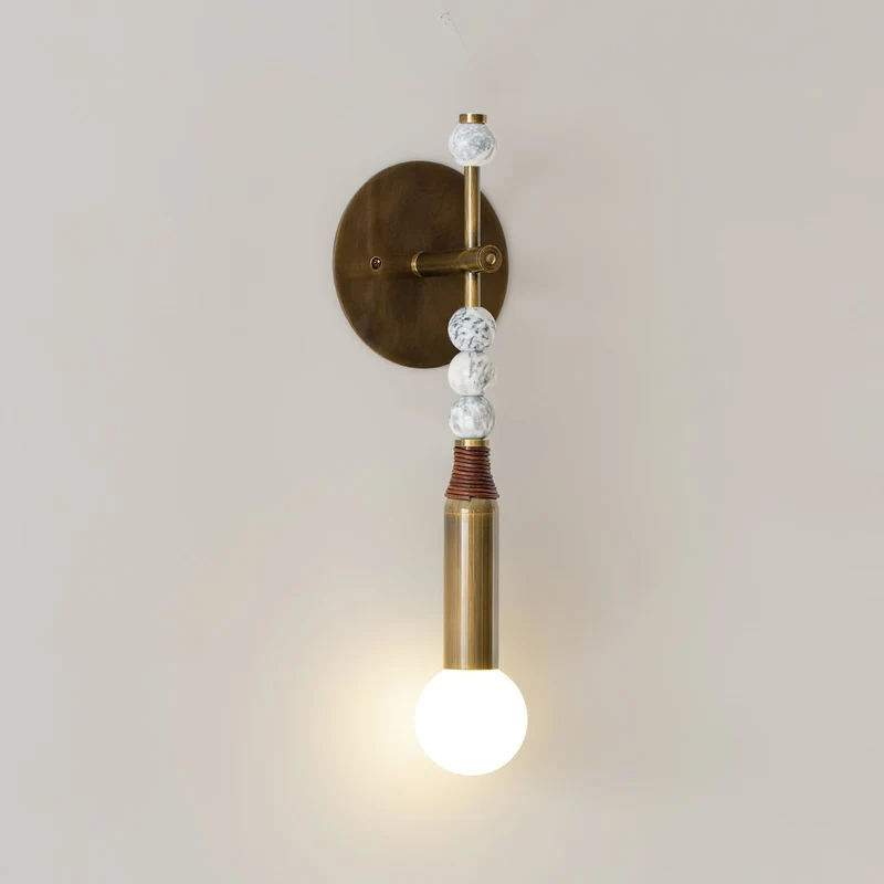 Toam Wandlamp Marmer Messing – Persepolis Geïnspireerd Design met Antique Brass Afwerking 18.9 en 27.6 inch | Sansoti