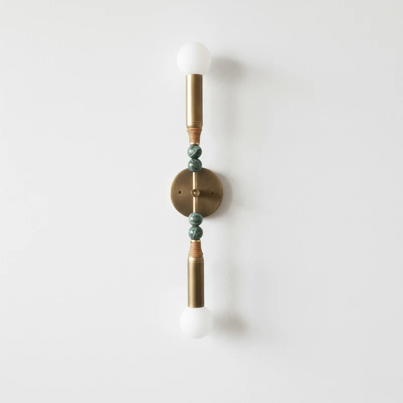 Toam Wandlamp Marmer Messing – Persepolis Geïnspireerd Design met Antique Brass Afwerking 18.9 en 27.6 inch | Sansoti
