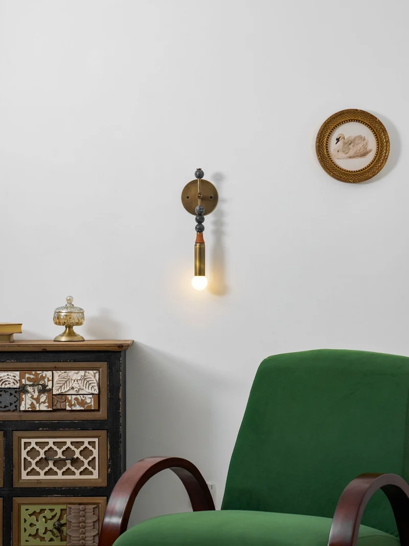 Toam Wandlamp Marmer Messing – Persepolis Geïnspireerd Design met Antique Brass Afwerking 18.9 en 27.6 inch | Sansoti