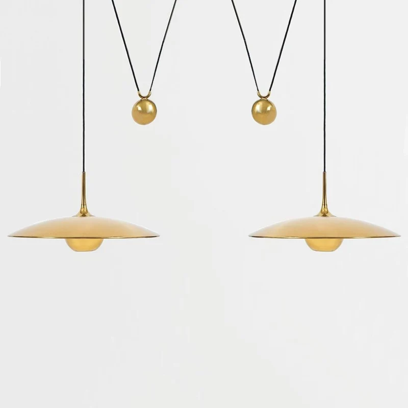 Verstelbare Hanglamp met Tegengewicht — Industriële Metalen Pendellamp in Chroom of Goud | Sansoti