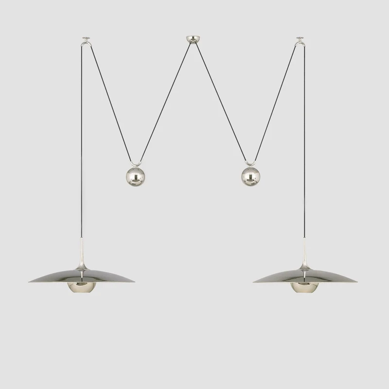 Verstelbare Hanglamp met Tegengewicht — Industriële Metalen Pendellamp in Chroom of Goud | Sansoti