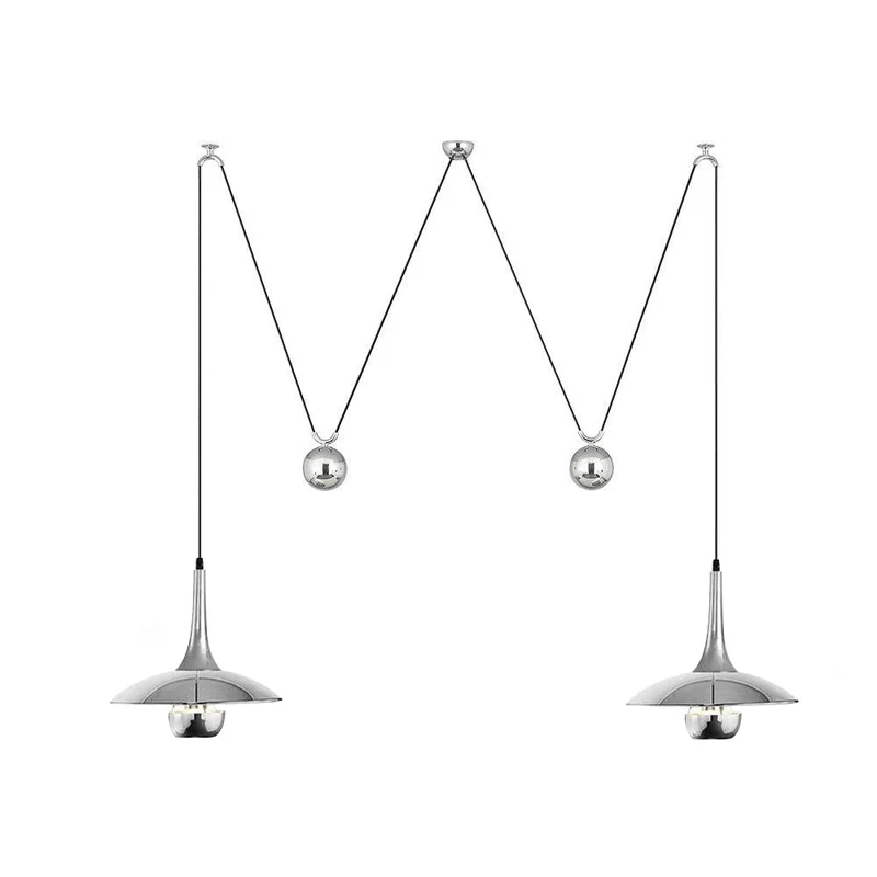 Verstelbare Hanglamp met Tegengewicht — Industriële Metalen Pendellamp in Chroom of Goud | Sansoti