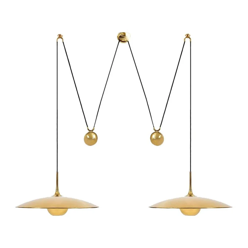 Verstelbare Hanglamp met Tegengewicht — Industriële Metalen Pendellamp in Chroom of Goud | Sansoti