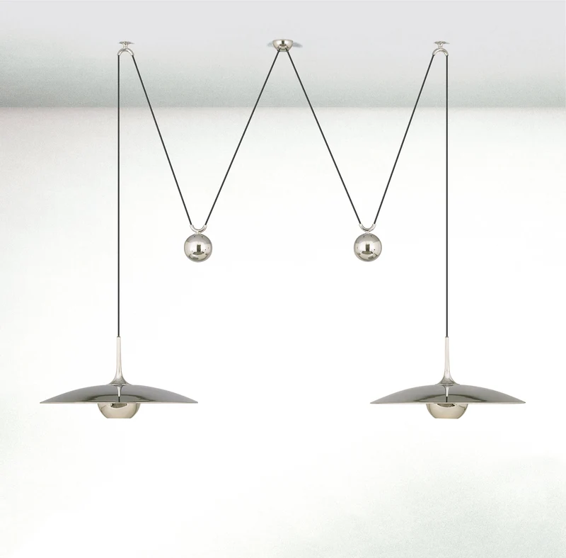 Verstelbare Hanglamp met Tegengewicht — Industriële Metalen Pendellamp in Chroom of Goud | Sansoti