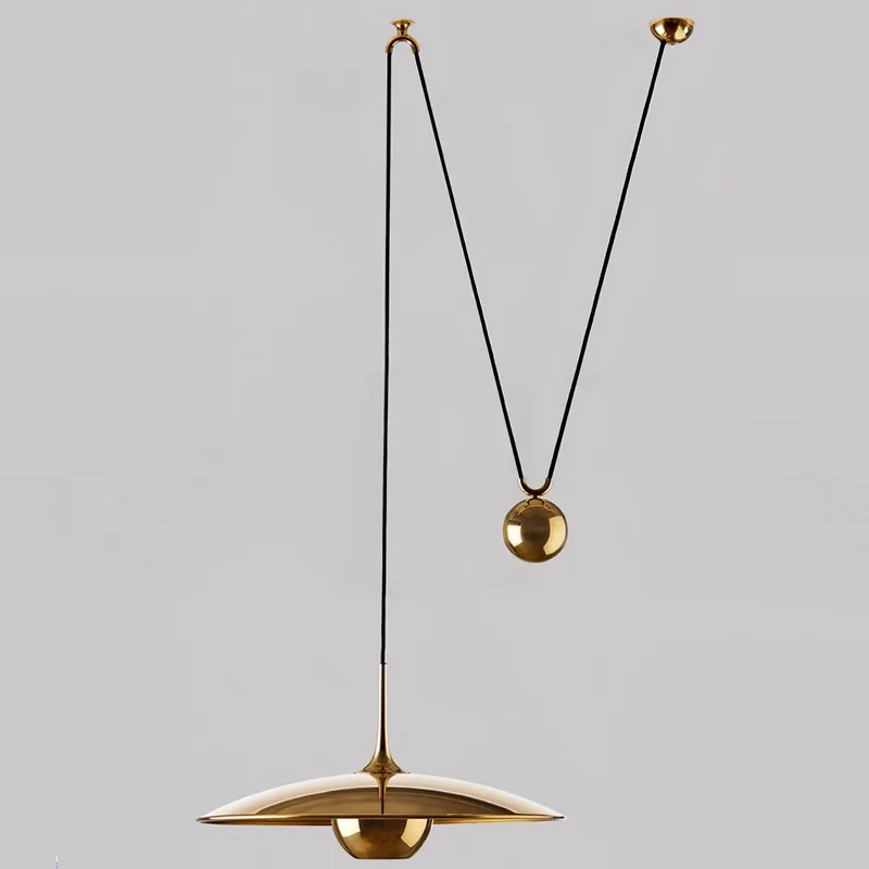 Verstelbare Hanglamp met Tegengewicht — Industriële Metalen Pendellamp in Chroom of Goud | Sansoti