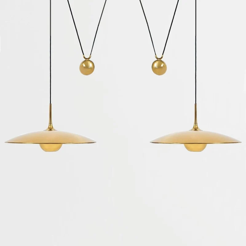 Verstelbare Hanglamp met Tegengewicht — Industriële Metalen Pendellamp in Chroom of Goud | Sansoti