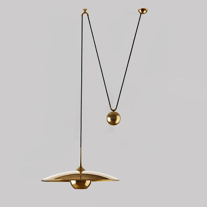 Verstelbare Hanglamp met Tegengewicht — Industriële Metalen Pendellamp in Chroom of Goud | Sansoti