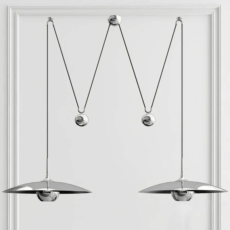 Verstelbare Hanglamp met Tegengewicht — Industriële Metalen Pendellamp in Chroom of Goud | Sansoti