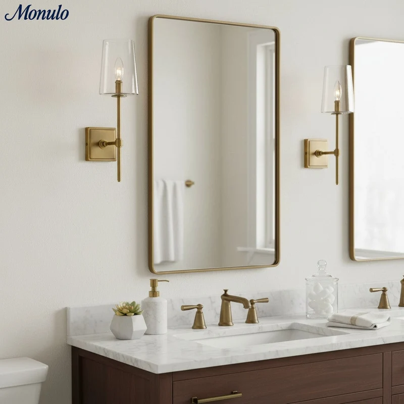 Glazen Wandlamp met Helder Glas – Enkelvoudige tot Drievoudige Configuratie – Elegante Badkamerverlichting | Sansoti