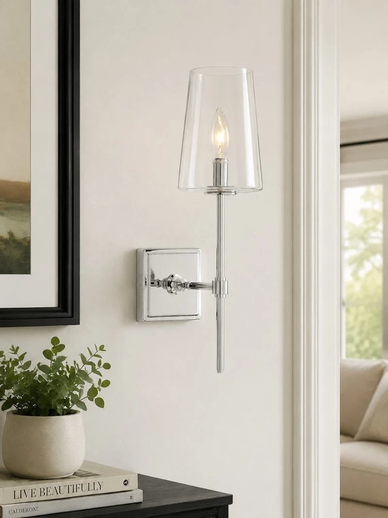Glazen Wandlamp met Helder Glas – Enkelvoudige tot Drievoudige Configuratie – Elegante Badkamerverlichting | Sansoti